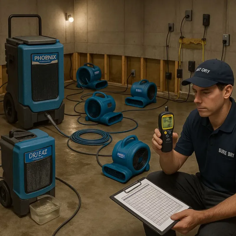 Structural Drying and Dehumidification process in Tukwila, WA